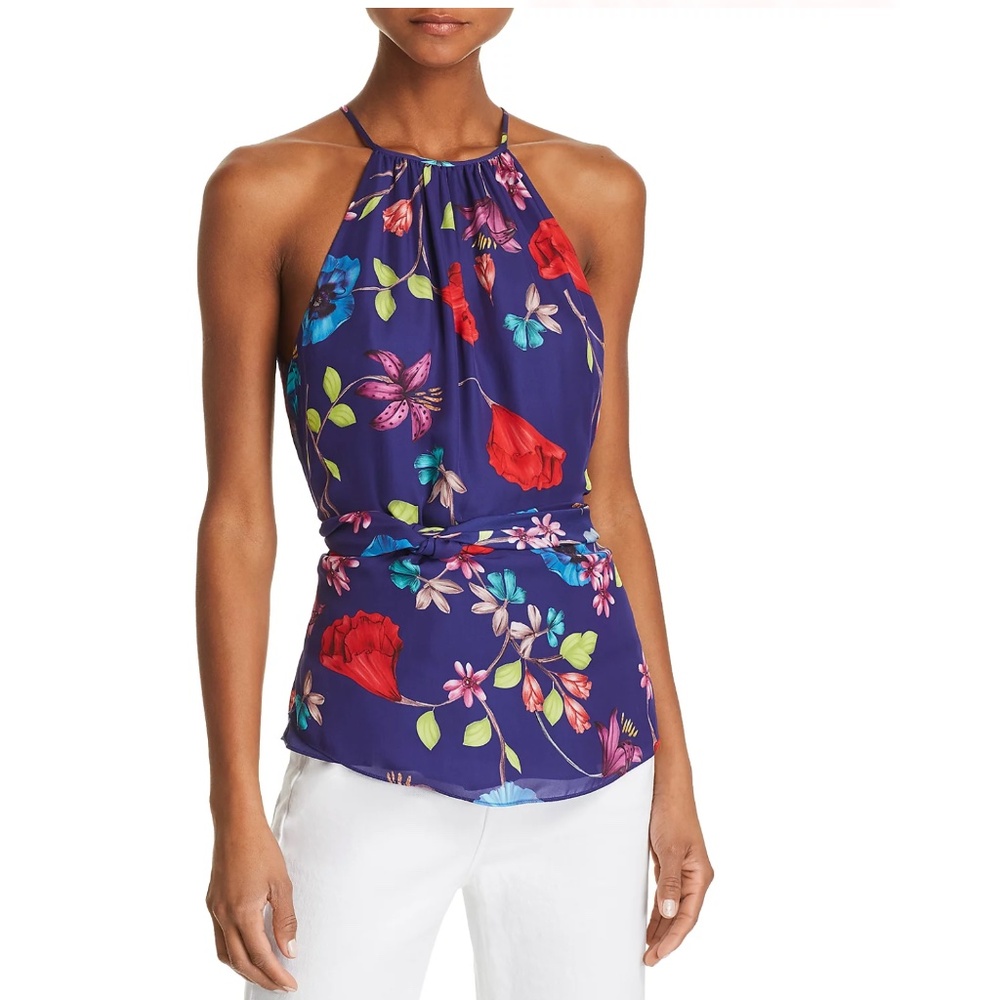 Parker Jill Tie-Waist Floral-Print Top